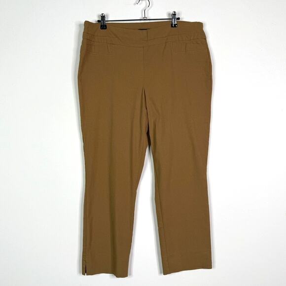 Renuar R1542 Cigarette Style Ankle Pant Brown Womens 14 Pull On Stretch Comfort - Picture 3 of 13